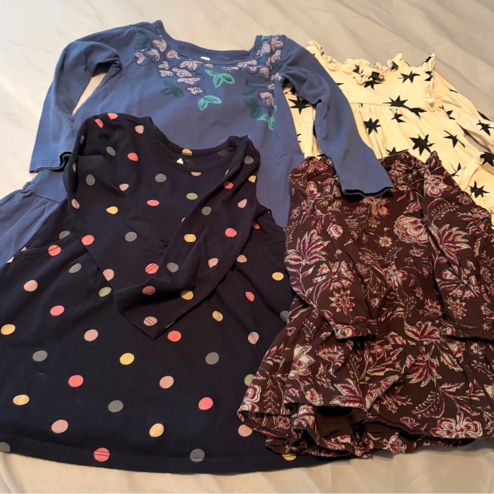 Tea Collection & GAP 2T Blue,Cream,Navy, Multibrown LS Dresses.